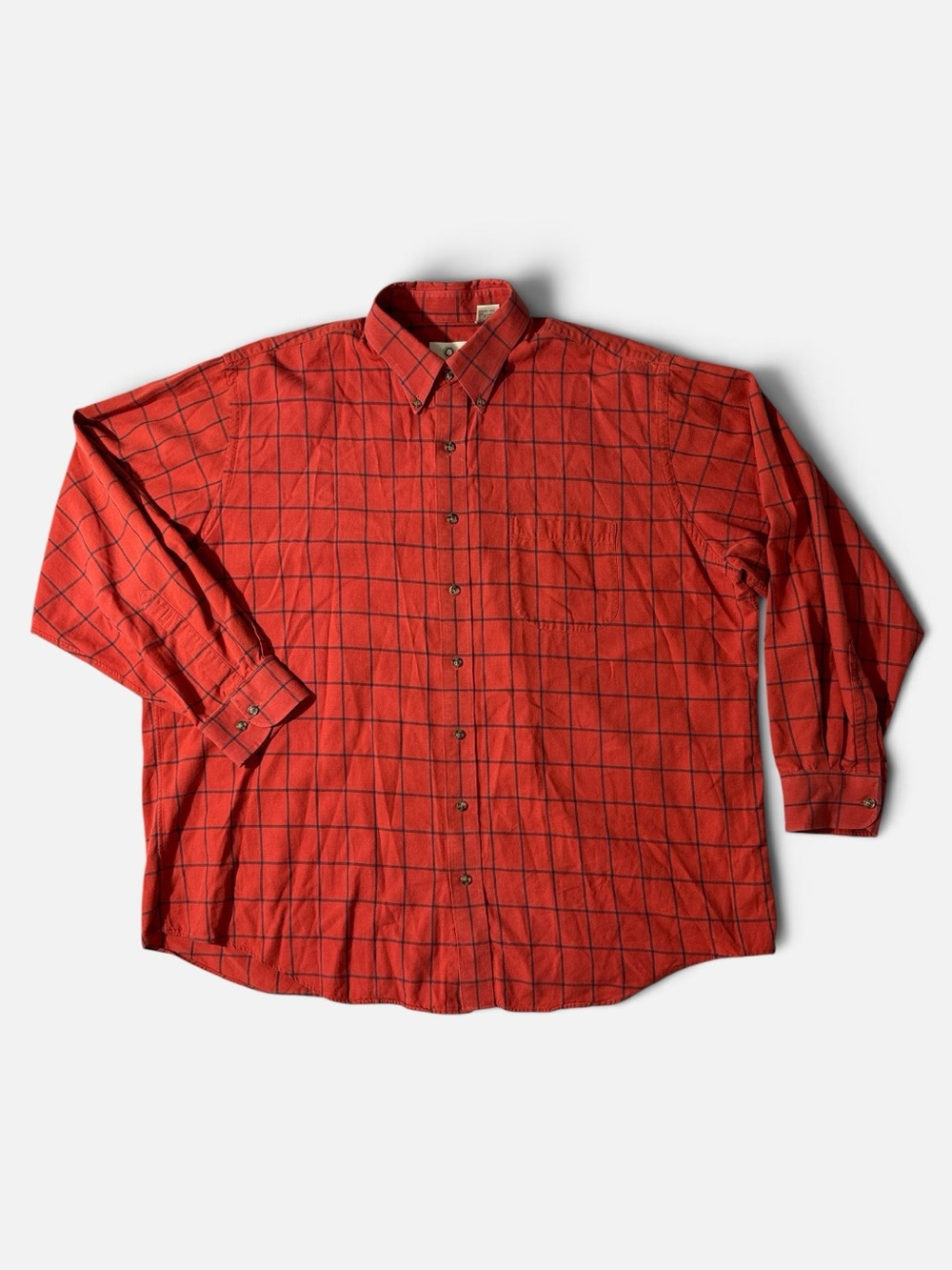 Viyella mens 2XL XXL red plaid 80/20 cotton wool button up oxford shirt EuC